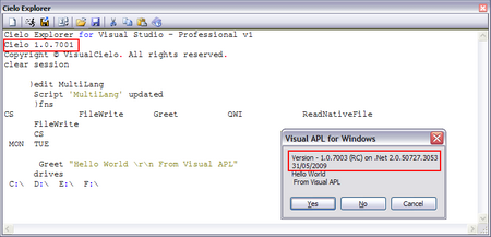 Figure 17: Mixed code running in Cielo Explorer