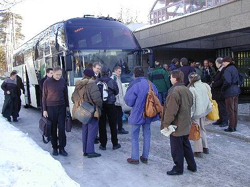 Bus arriving at hotel