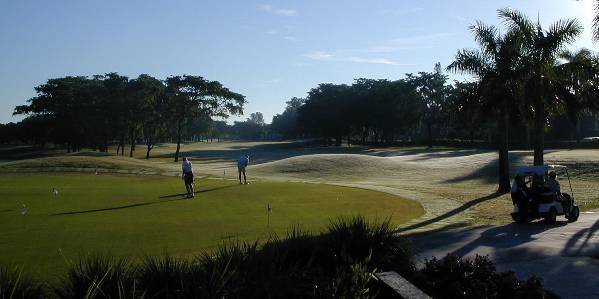 golf course in early morning sunshine