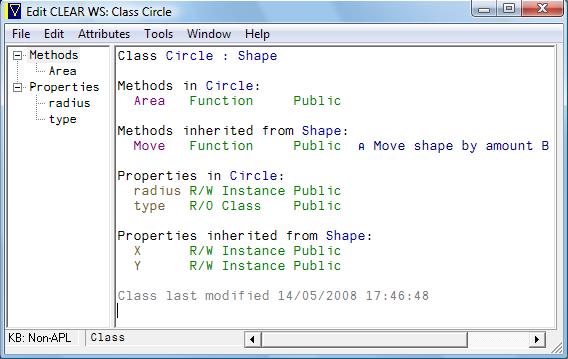 screen shot Class Editor
