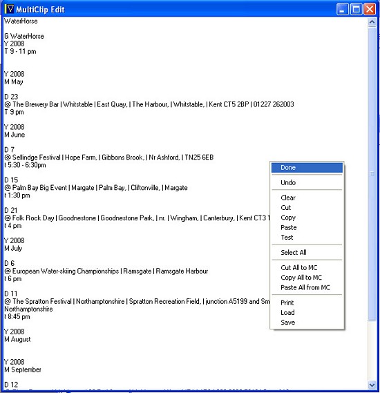 Editable gig list