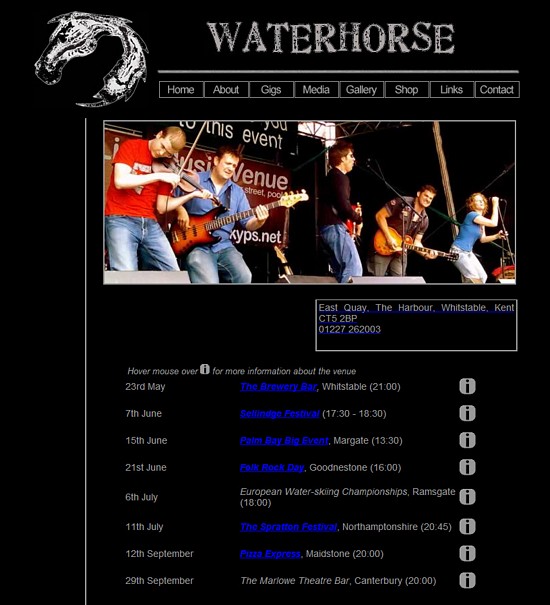 Waterhorse web page 2008-05-20